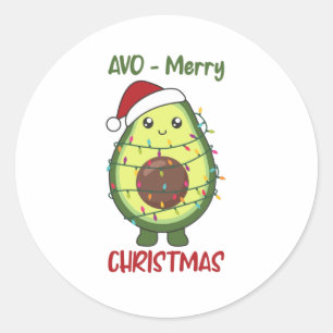 Avocado jul Ljus Funny Avocados Runt Klistermärke