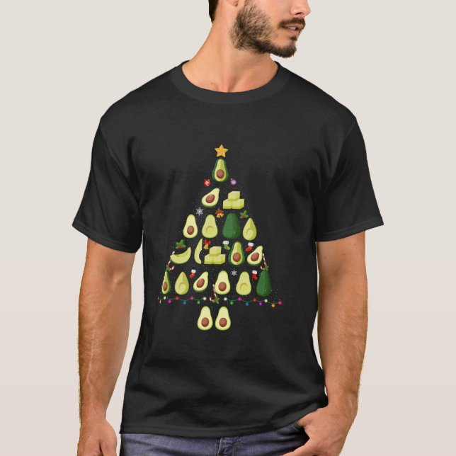 Avocado Julgran, udda, ugglatt julsötat T Shirt (Framsida)