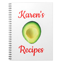 Avocado Karen's (Namn) Recipes Spiral Notebook Anteckningsbok