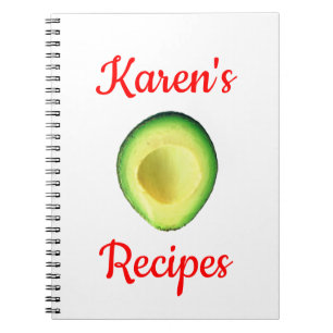 Avocado Karen's (Namn) Recipes Spiral Notebook Anteckningsbok