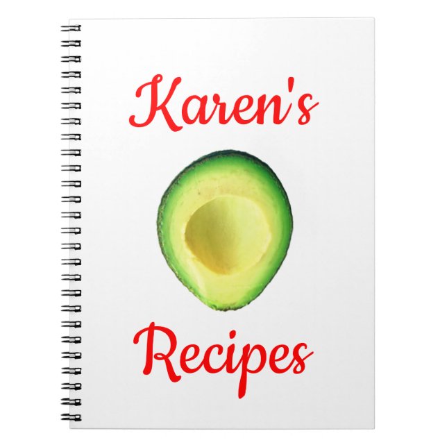 Avocado Karen's (Namn) Recipes Spiral Notebook Anteckningsbok (Framsidan)