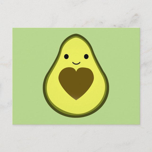 Avocado Kärlek Cute Avocado med hjärtsten Helg Vykort (Framsida)