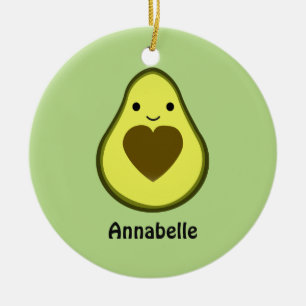 Avocado Kärlek Cute Avocado med hjärtsten Julgransprydnad Keramik