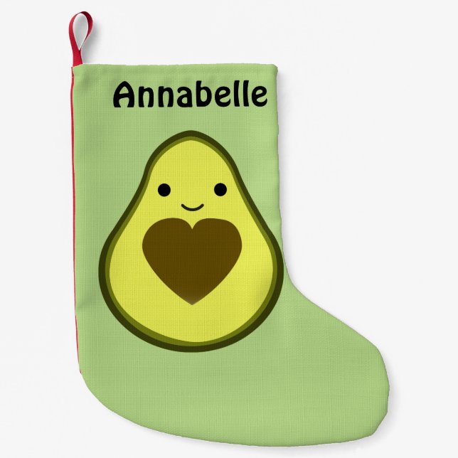 Avocado Kärlek Cute Avocado med hjärtsten Liten Julstrumpa (Framsidan)