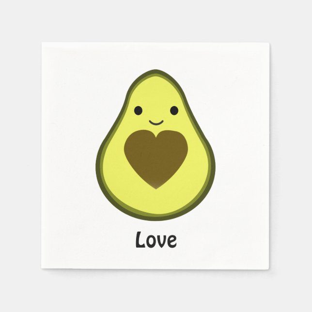 Avocado Kärlek Cute Avocado med hjärtsten Pappersservett (Framsidan)