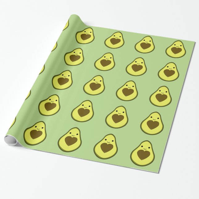 Avocado Kärlek Cute Avocado med hjärtsten Presentpapper (Utrullad)
