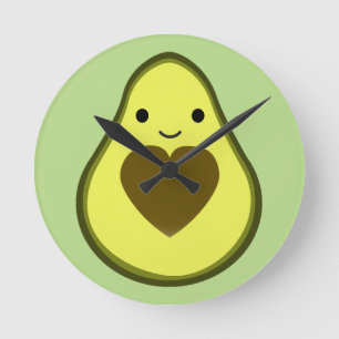 Avocado Kärlek Cute Avocado med hjärtsten Rund Klocka