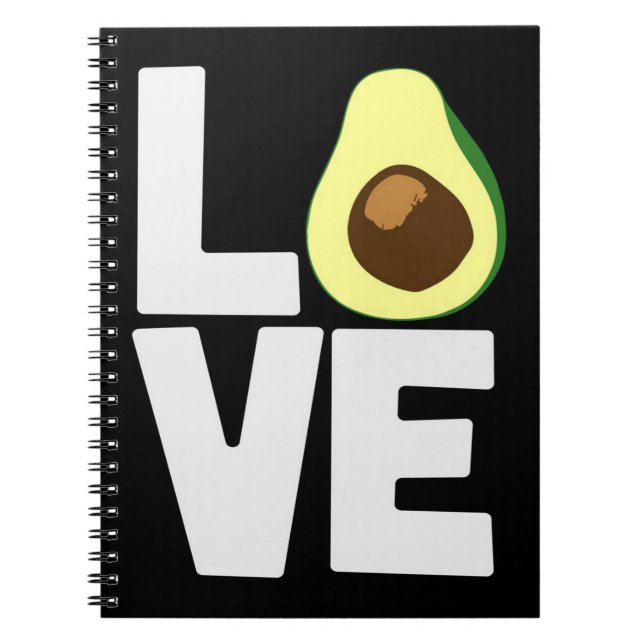 Avocado Kärlek Vegan, Cute Avocado Älskare Gift Anteckningsbok (Framsidan)