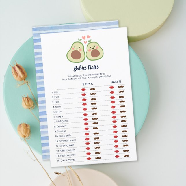 Avocado Kön Neutral Baby Shower Twillingars Traits (Avocado Gender Neutral Baby Shower Twins Traits)