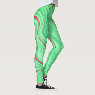 Avocado kräm med rött eller koralt böjt slaganfall leggings