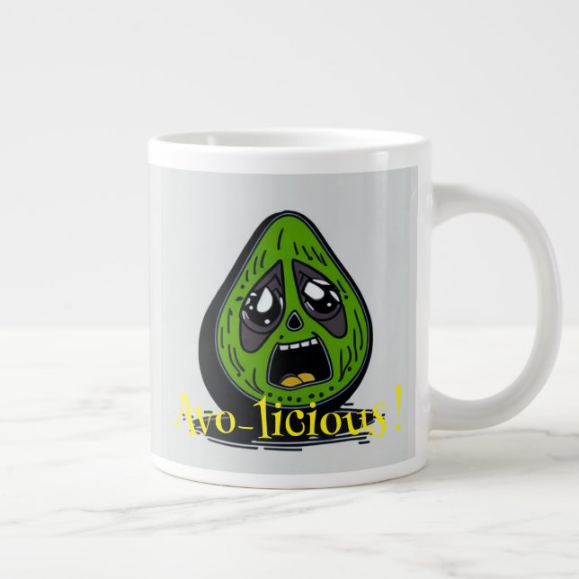 Avocado lustig ansikte inbjudan jumbo mugg (Höger)