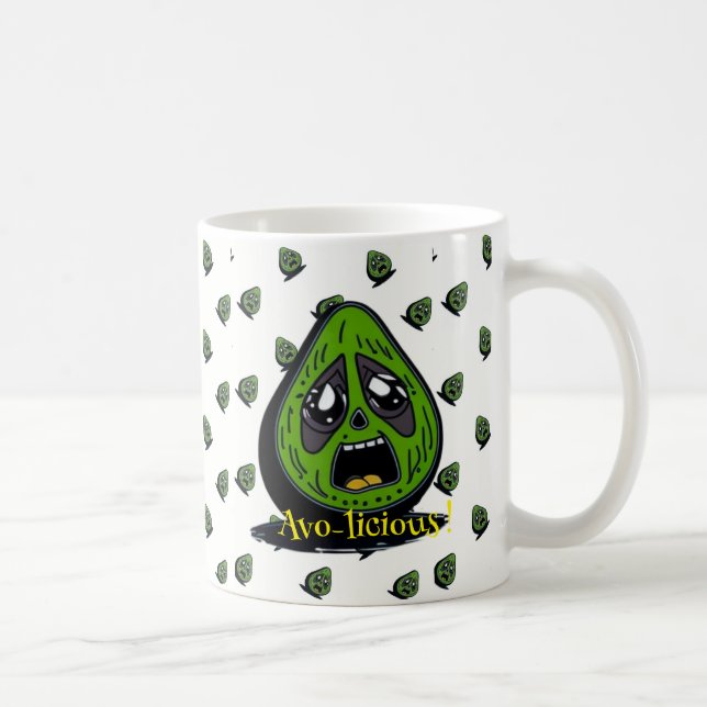 Avocado lustig ansikte inbjudan kaffemugg (Höger)