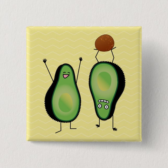 Avocado lustig grönt knapp (Framsida)