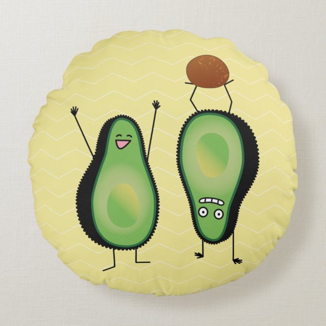 Avocado lustig grönt rund kudde (Framsidan)