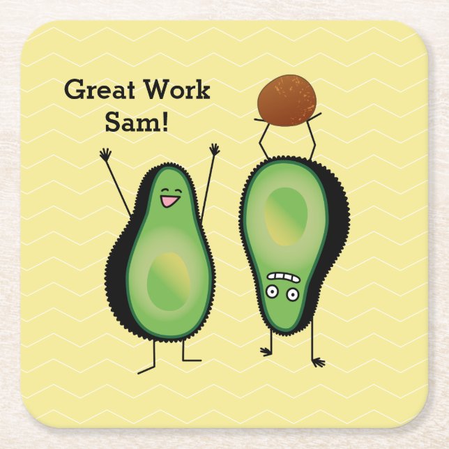 Avocado lustig grönt underlägg papper kvadrat (Framsidan)