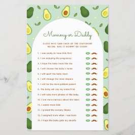 Avocado Mamma eller Baby Shower-spel