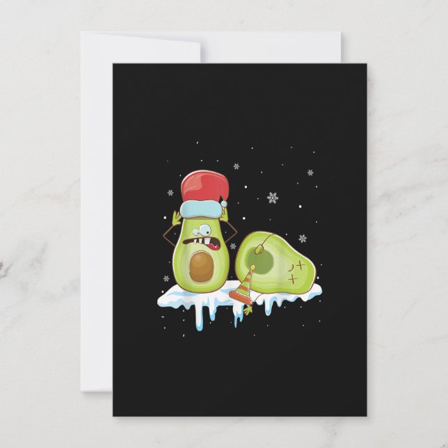 Avocado Merry Christmas Vegan Pajama Santa Hat Fun Inbjudningar (Framsida)