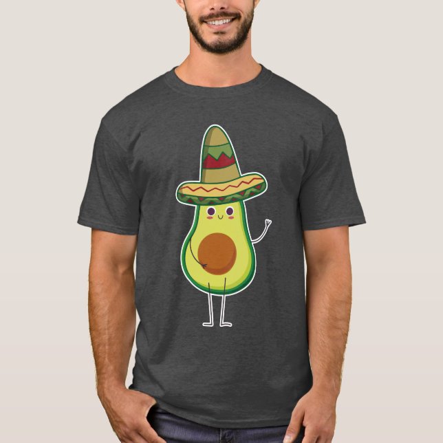 Avocado mexikan med sombrero Mexicano Cute Gift T Shirt (Framsida)