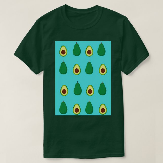 Avocado mönster Blue T Shirt (Design framsida)