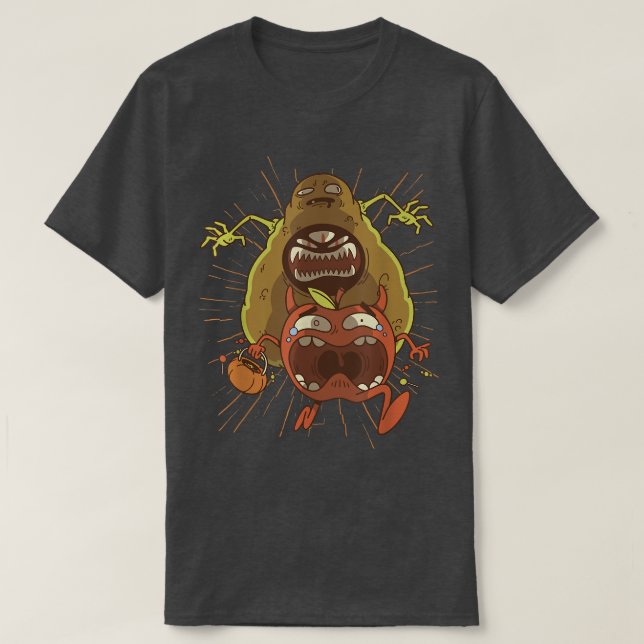 Avocado Monster Coola Roligt Retro Tecknad Art T Shirt (Design framsida)