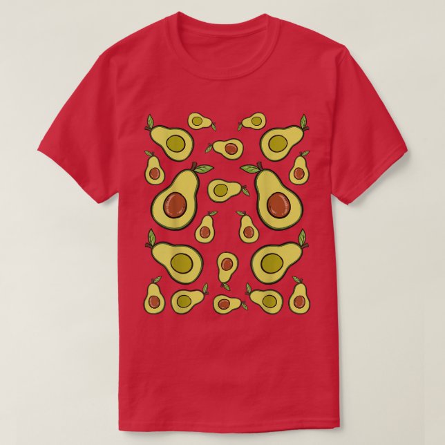 Avocado Mönster med friska segmenterade Avocados T Shirt (Design framsida)