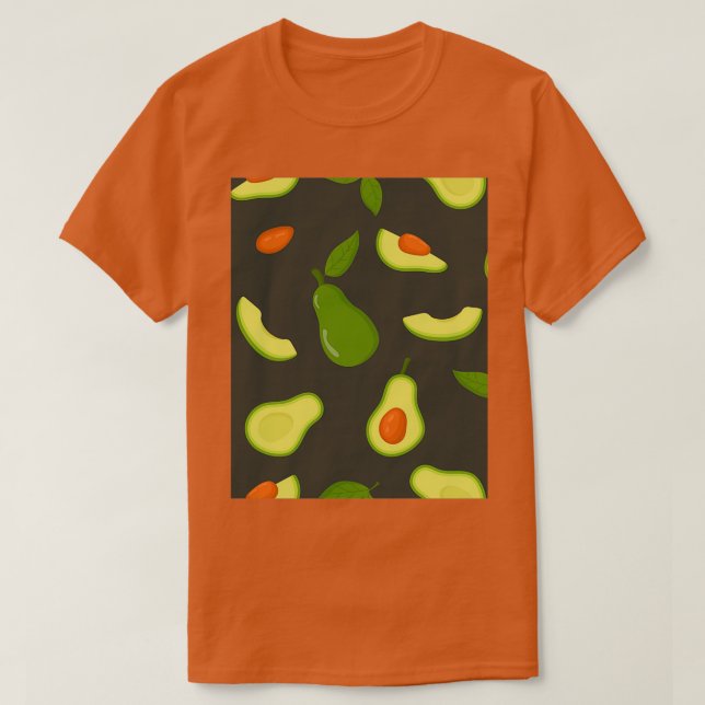 Avocado Mönster Mörk grönt T Shirt (Design framsida)