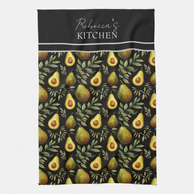 Avocado Mönster Personlig Kitchen Kökshandduk (Vertikal)