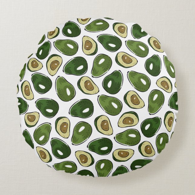 Avocado mönster rund kudde (Framsidan)