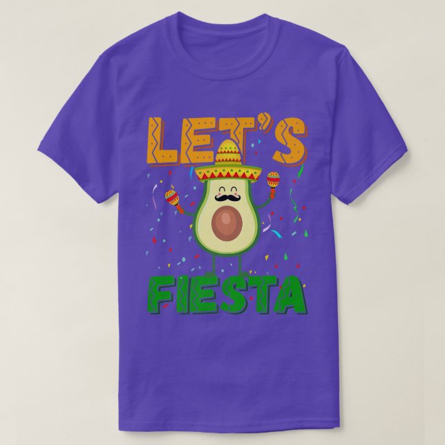 Avocado Mustache Sombrero Cinco De Mayo Lets Fiest T Shirt (Design framsida)