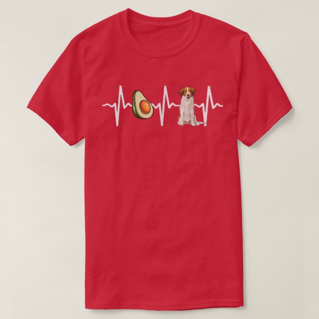 Avocado Nederlandse Kooikerhondje Heartslag Hund L T Shirt (Design framsida)