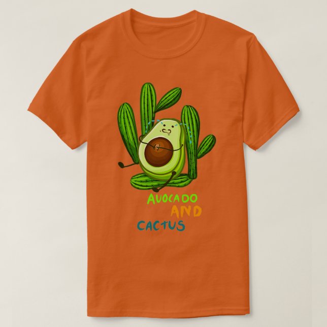 Avocado och cactus lustiga t shirt (Design framsida)