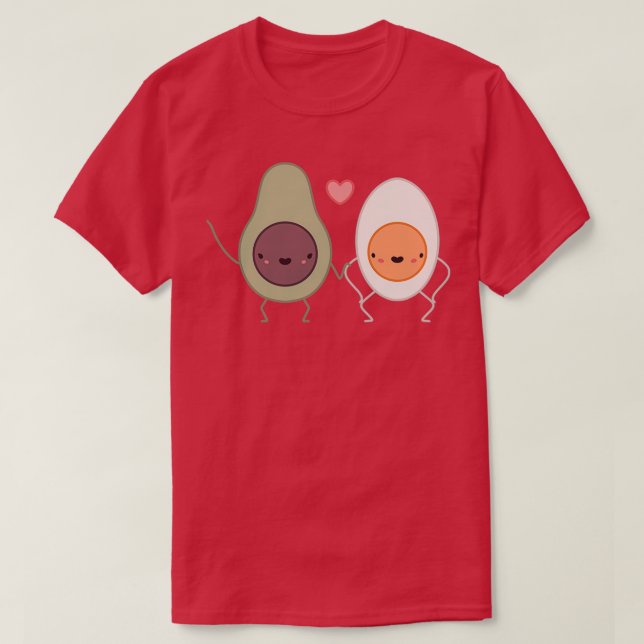 Avocado och Egg the Älskare Black T Shirt (Design framsida)
