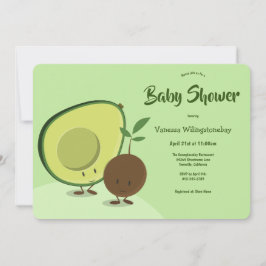 Avocado och Pit Tecknad Food ThGoded Baby Shower Inbjudningar