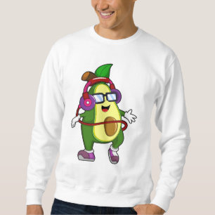 Avocado på Music med hörlurar Lång Ärmad Tröja