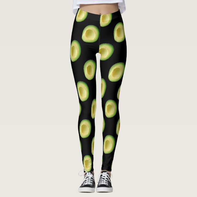 Avocado Party Black 4Lola Leggings (Framsida)