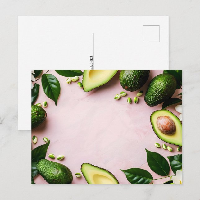 Avocado, postkorsning vykort (Fram/baksida)