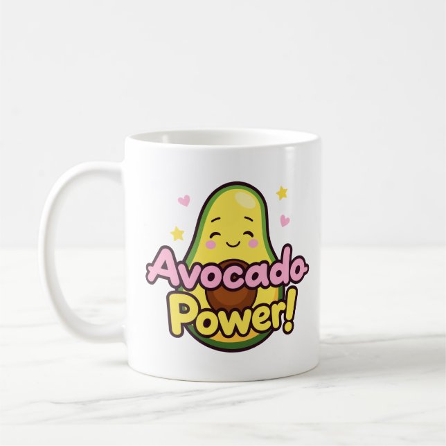 “Avocado Power” Cute design Kaffemugg (Vänster)