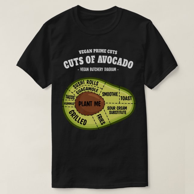 Avocado Prime Cuts Funny Vegan Butcher & Avocado E T Shirt (Design framsida)