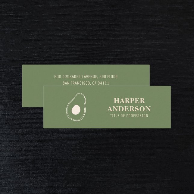 Avocado-Professionellen för modern minimal Grönt Mini Visitkort (Skapare uppladdad)