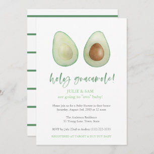 Avocado Punny Funny Par Baby Shower Inbjudningar