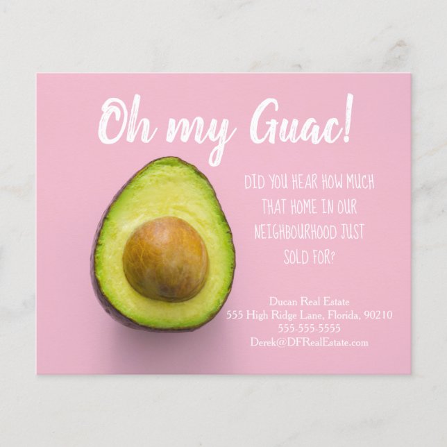 avocado real real gods marknadsföring sell postca flygblad (Framsidan)