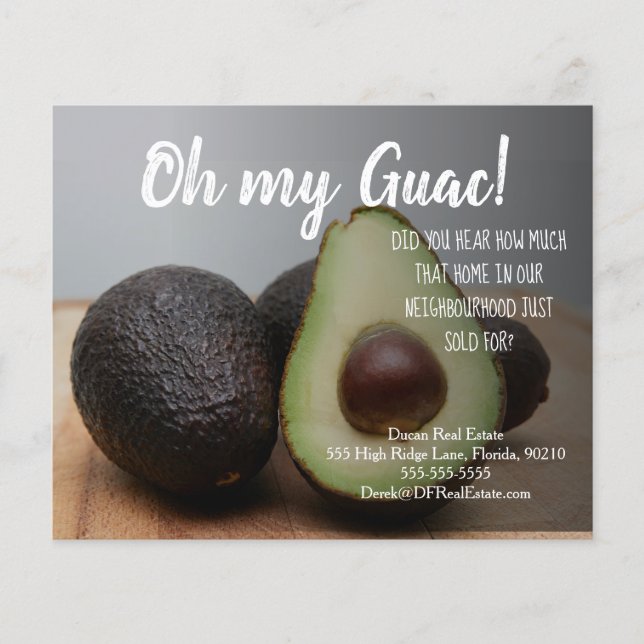 avocado real real gods marknadsföring sell postca flygblad (Framsidan)