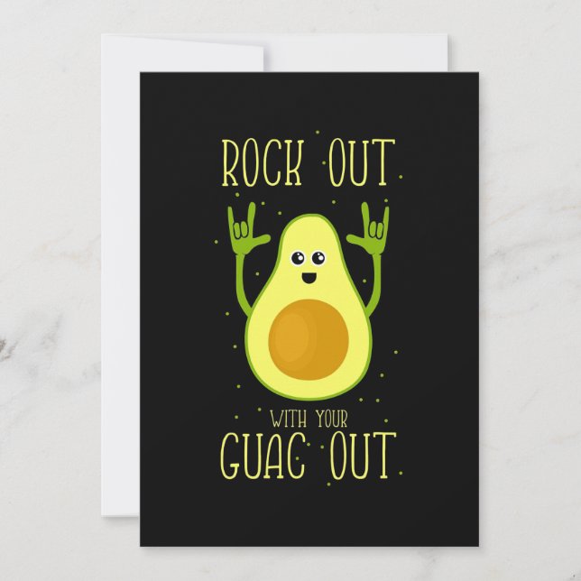 Avocado Rock Out With Your Guac Out Inbjudningar (Framsida)