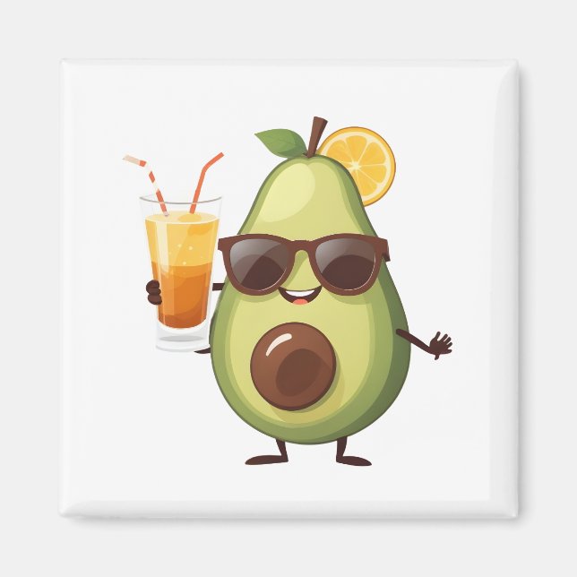 Avocado Roligt Cheerful Vacation Tropical Drink Fr Magnet (Framsidan)
