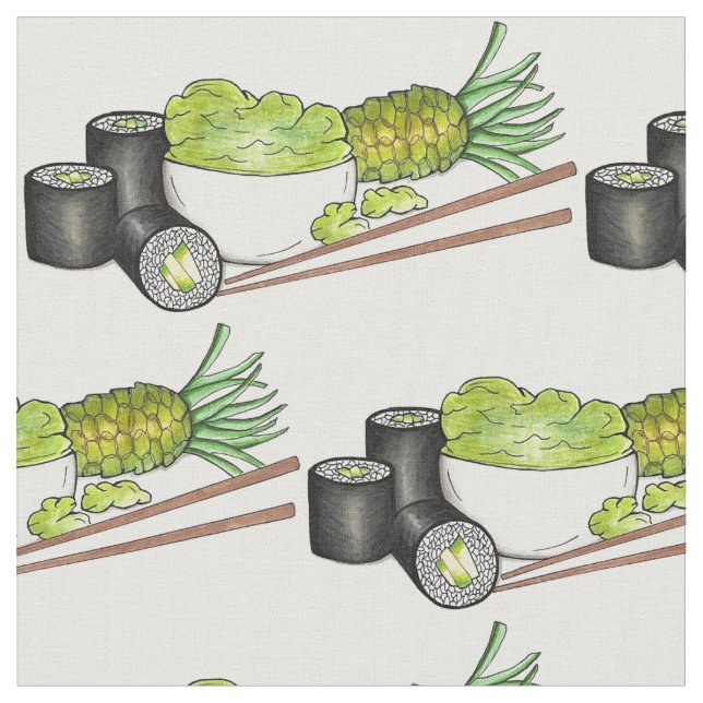 Avocado Roll Wasabi Sushi Japanska livsmedelsresta Tyg (Närbild)