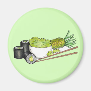 Avocado Rolls Wasabi Sushi Japansk livsmedelsmidda Magnet