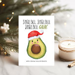 Avocado Santa Jingle Bell Guac-jul Julkort<br><div class="desc">Julkortet med en snygg avokado i en julhatt med titeln "Jingle Bell,  Jingle Bell,  Jingle Bell GUAC". Reverse Sida är en rustik Kraft stil tryckt. Art av KL Lagrar</div>