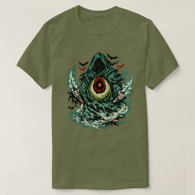 Avocado Shadow Phantom Halloween — Dark Art Retro  T Shirt (Design framsida)