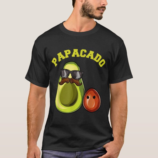 Avocado Shirt For Men, Papacado Pregnancy Announce T Shirt (Framsida)