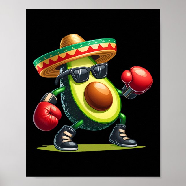 Avocado Shoing Boxing Skills Cinco De Mayo Funny Poster (Framsidan)